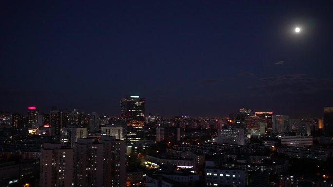 北京望京城市夜景横摇镜头望京soho