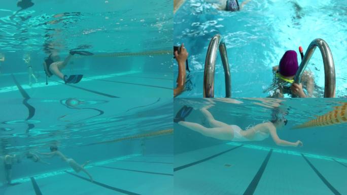 美女潜水游泳水下拍摄4分钟