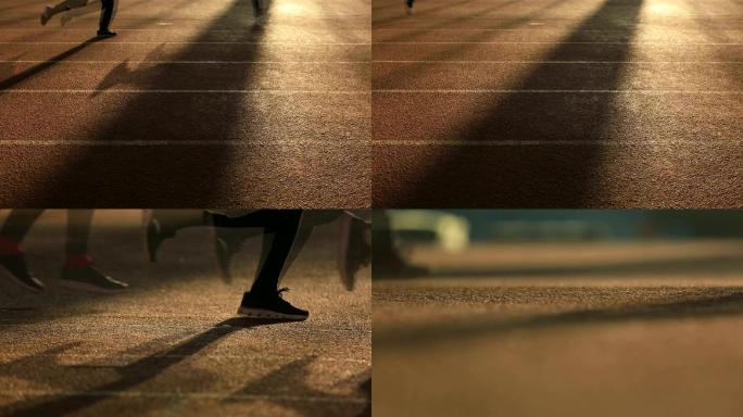 赛道跑步、脚步、跑步、剪影、光影