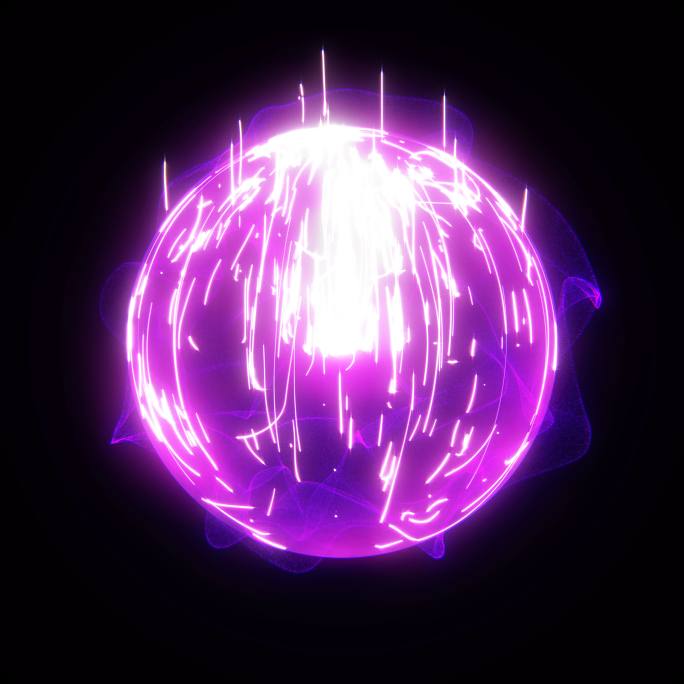4K循环紫色粒子水晶能量球特效