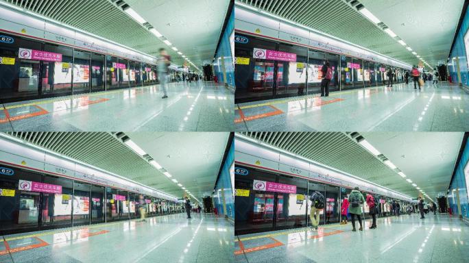 深圳地铁延时市民中心地铁人流上班族