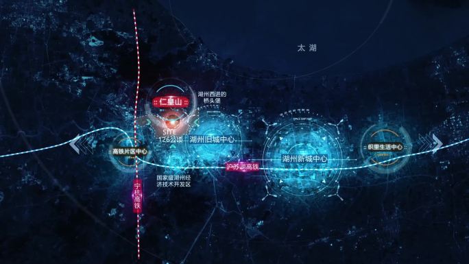 科技感杭州湾长三角城市群地图区位