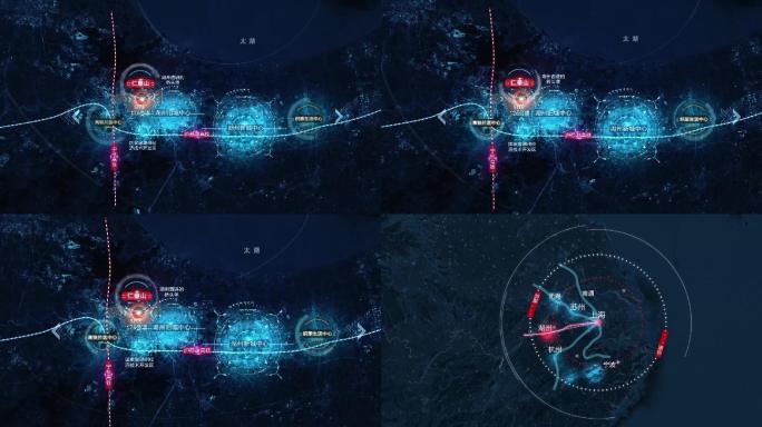 科技感杭州湾长三角城市群地图区位