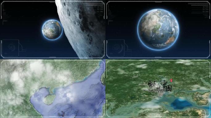 宇宙穿梭地图定位中国湛江AE模板