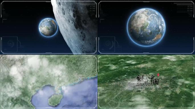 宇宙穿梭地图定位中国钦州AE模板