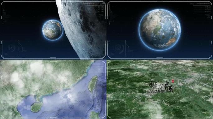 宇宙穿梭地图定位中国江门AE模板