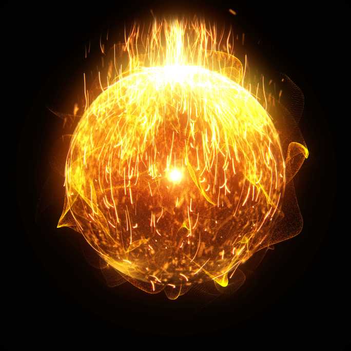 4K循环火焰星火能量球特效