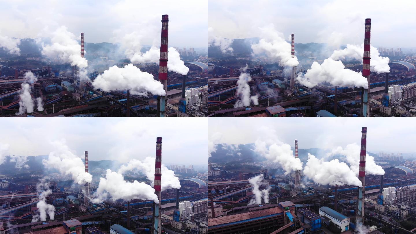 环境污染工业污染乱排乱放大烟囱4k