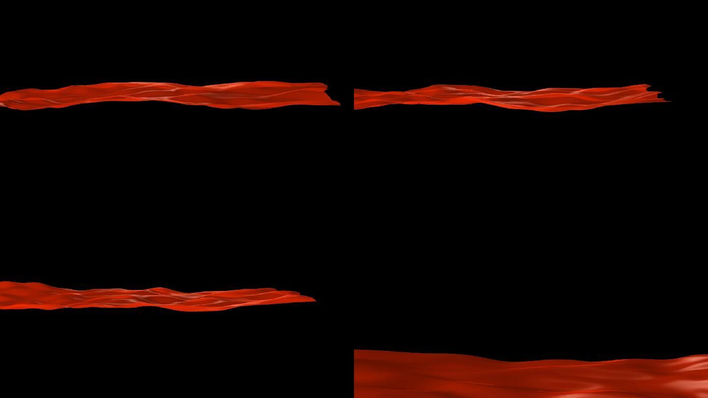 两款红色绸带丝绸动画（带通道）透明背景