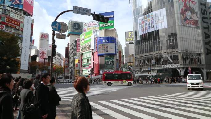 日本东京街道车流人流延时