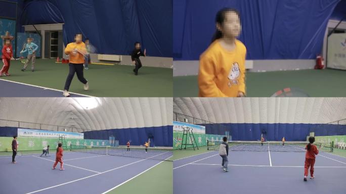 青少年打网球高清实拍