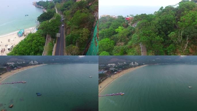 深圳大梅沙海边马路沙滩航拍实拍2.7K