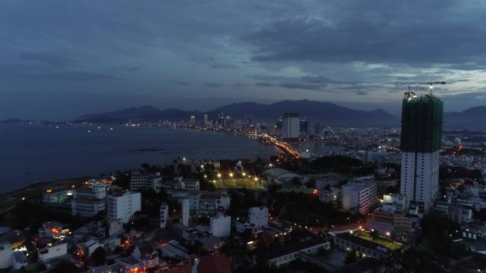 越南芽庄城市夜景航拍4K原片