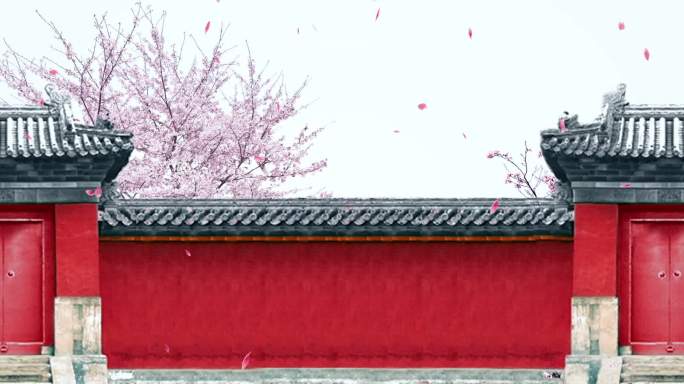 桃花-红墙
