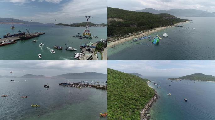 越南芽庄沙滩大海航拍4K原片