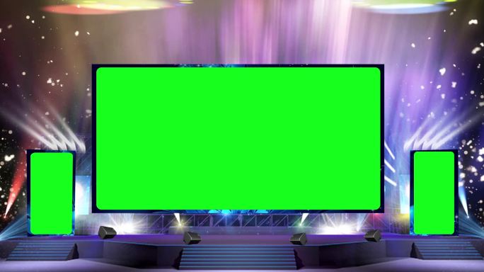 高清大气舞台绿色可扣LED屏幕视频素材
