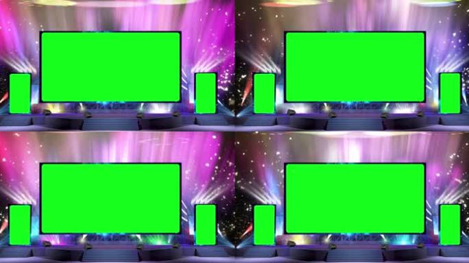 高清大气舞台绿色可扣LED屏幕视频素材