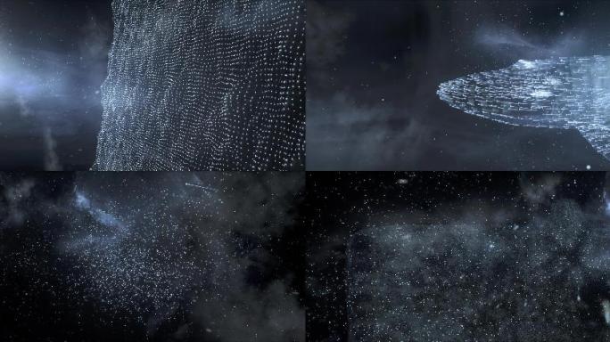 科幻片头粒子宇宙银河海洋鲸鱼城市