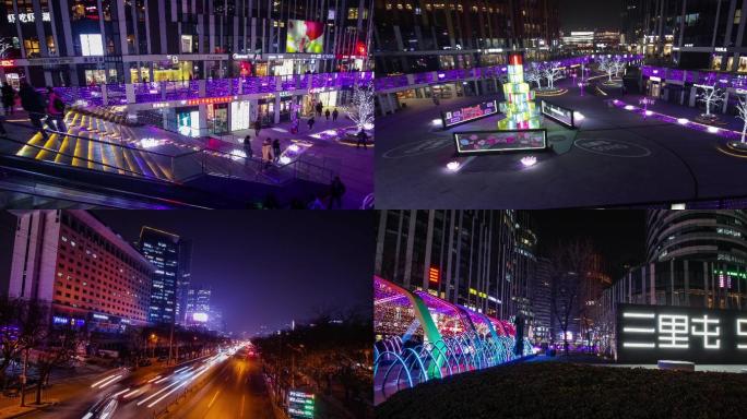 北京三里屯商业区大范围延时摄影4k