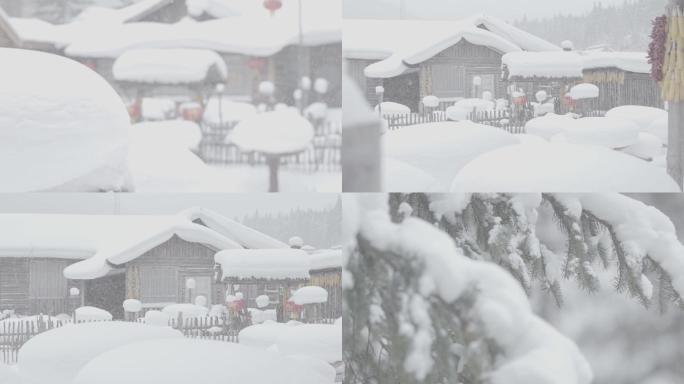 雪乡雪景大美龙江雪后下雪log模式可调色