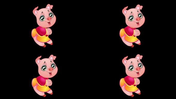 卡通猪拜年动画循环带通道
