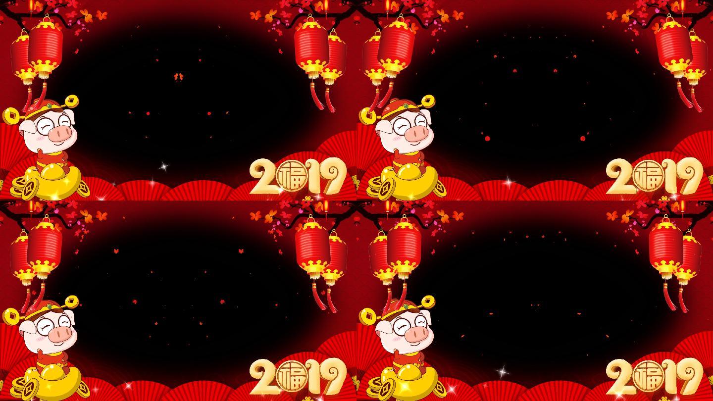 2019猪年大吉中式喜庆春节拜年边框视频