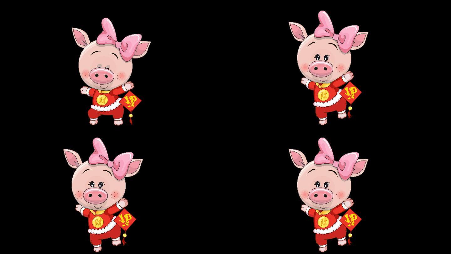 可爱猪拜年动画