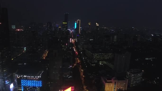 4K超清南京新街口紫峰大厦夜景航拍