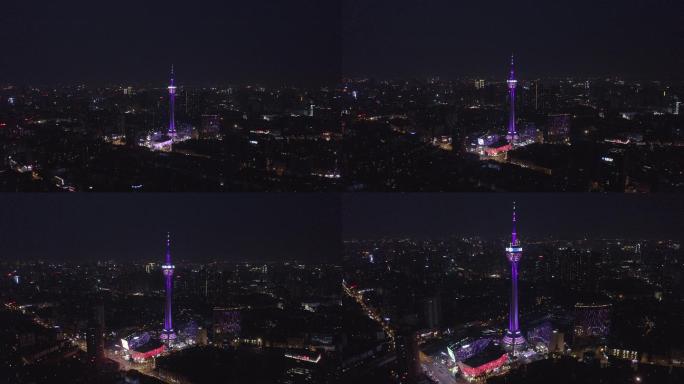 4K-log成都夜景航拍电视塔夜景