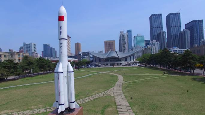 火箭航拍航空航天城市中国火箭航模