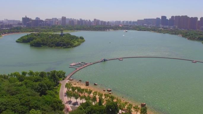 张家港航拍张家港暨阳湖城市风景