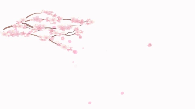 春天粉色桃花飘落
