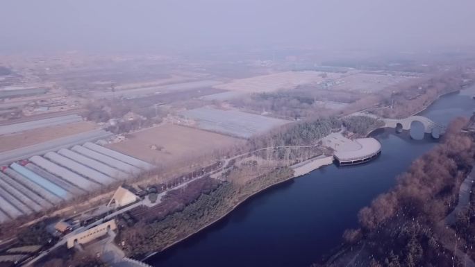 航拍陕西汉城湖风景旅游生态景区风光