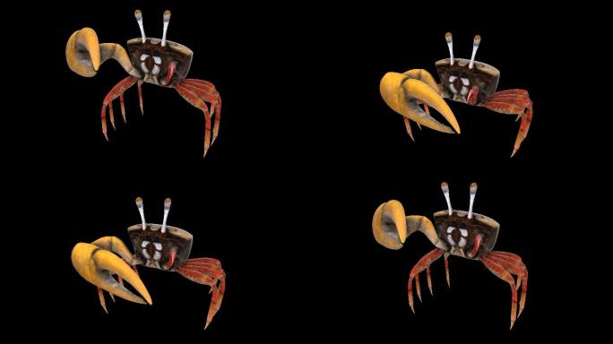 4K螃蟹动画通道素材