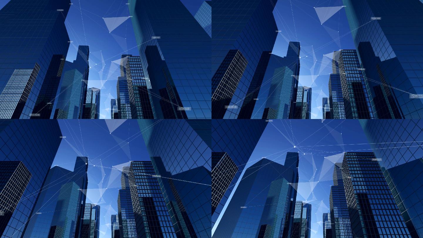 高科技城市高楼大厦数据链接宣传片背景素材