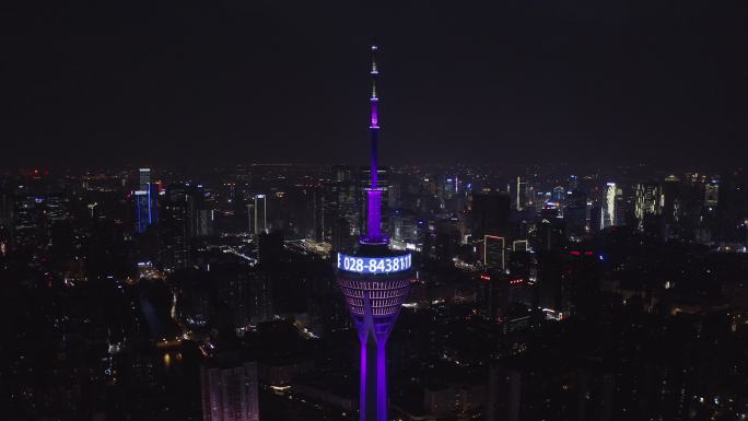 4K-log成都夜景航拍339天府塔航拍