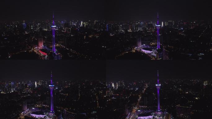 4K-log成都夜景航拍339电视塔航拍