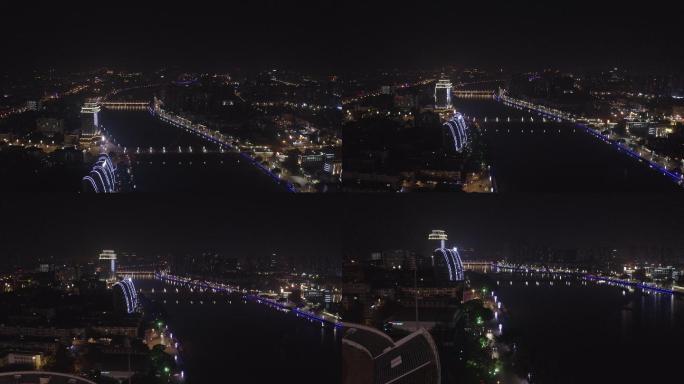 4K-log德阳绵远河夜景航拍