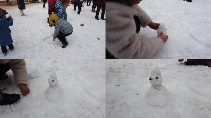 小朋友们雪地里玩耍