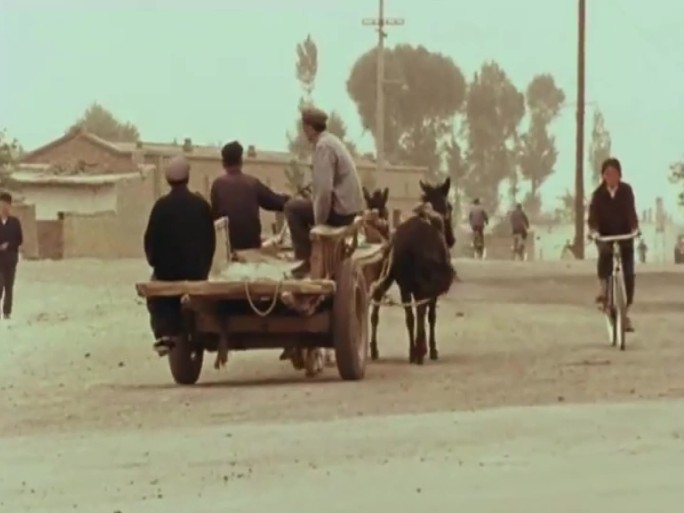 70年代的农村农民马车运输车