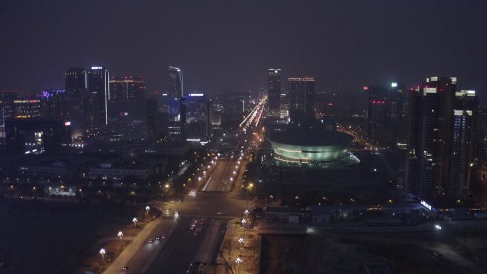 4K-log成都人民南路周边夜景航拍