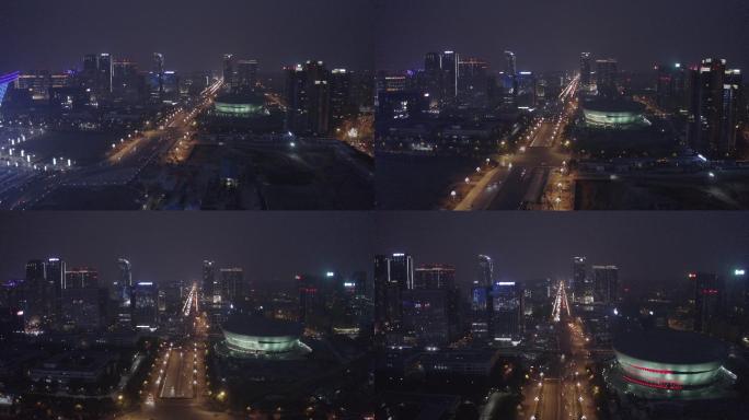4K-log成都人民南路周边夜景航拍