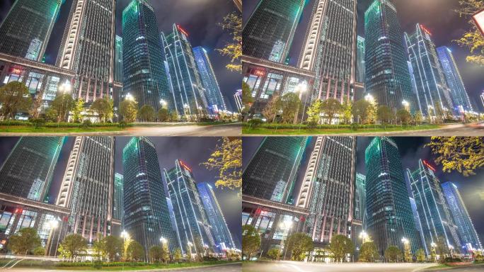 贵州金融城夜景车流延时摄影