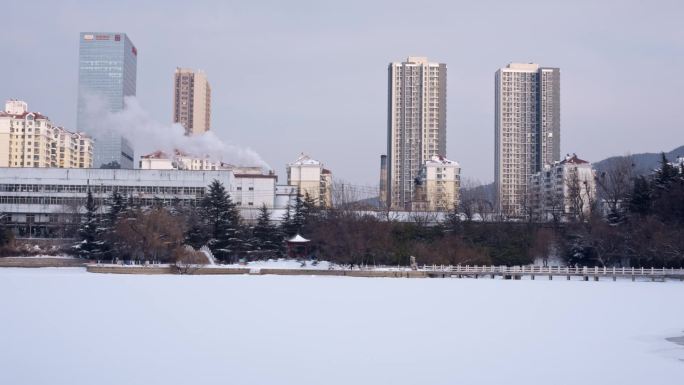 烟台冬日的城市美景