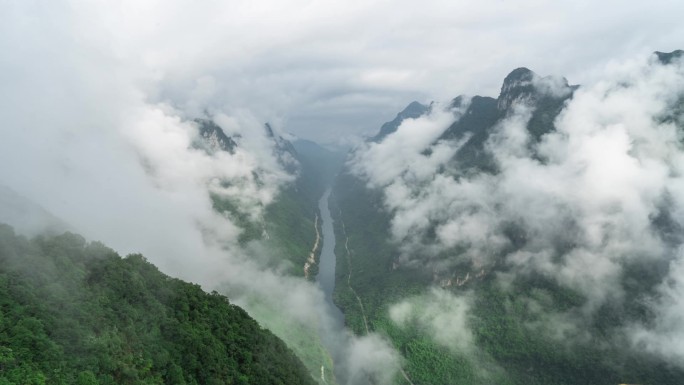 山谷云雾缭绕延时