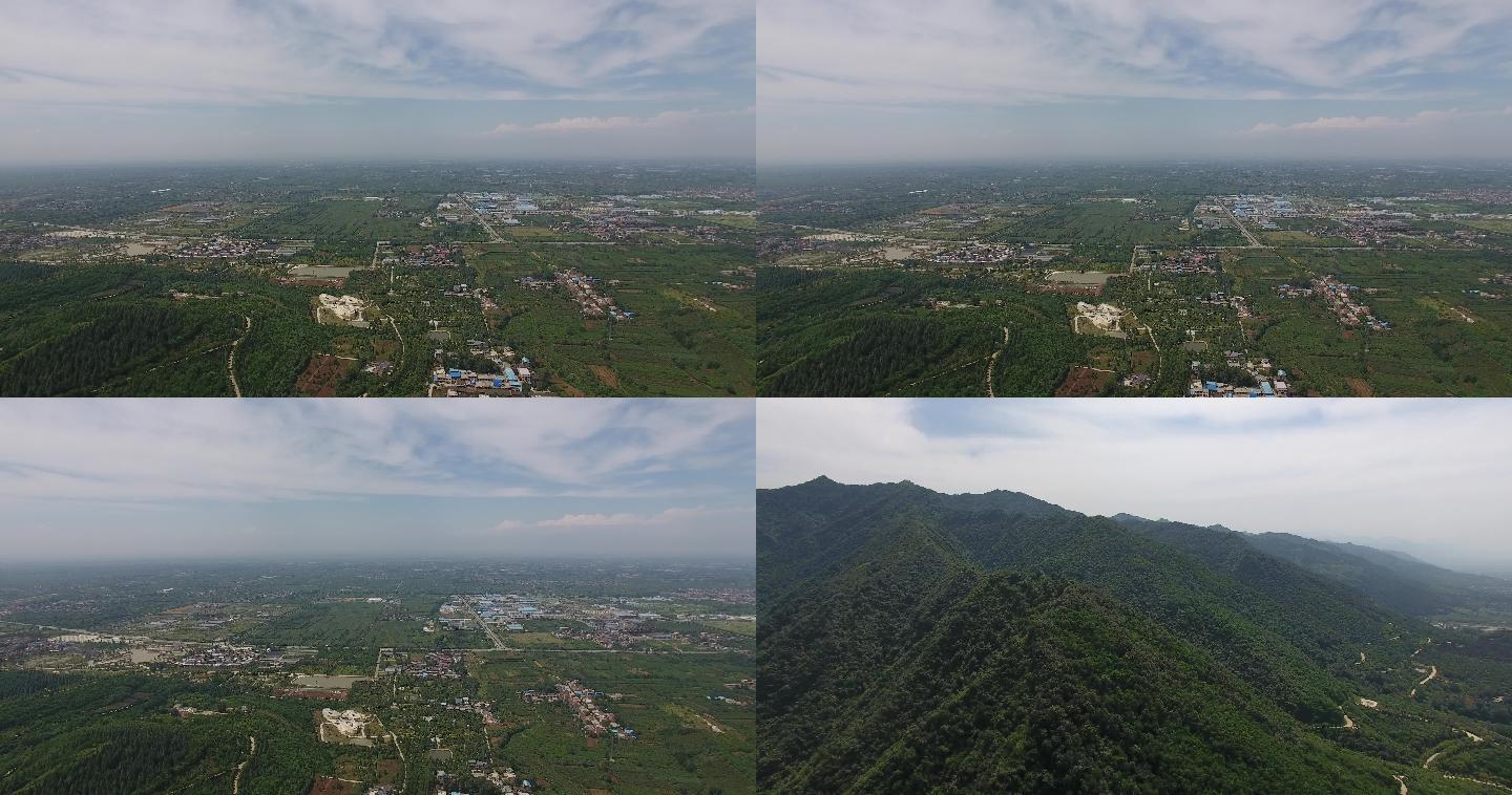 陕西秦岭大山平原航拍