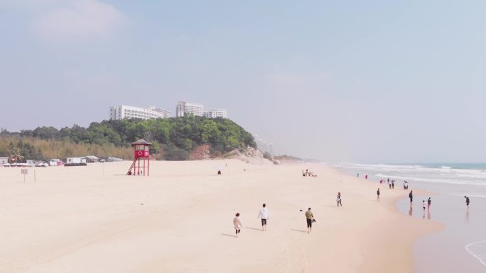 4k航拍广东阳江海滩十里银滩沙滩