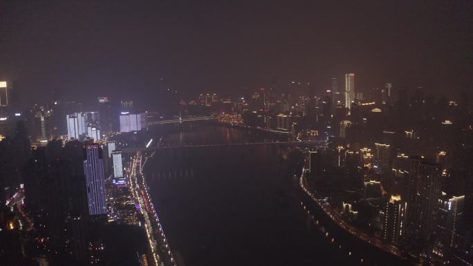 4K-log重庆夜景嘉陵江边航拍