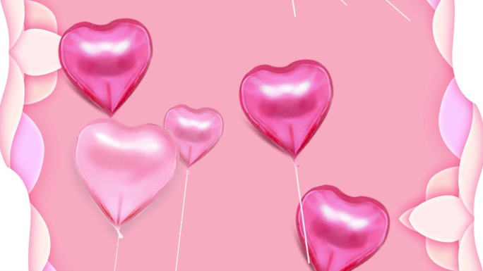 粉色背景爱心气球视频素材粉色