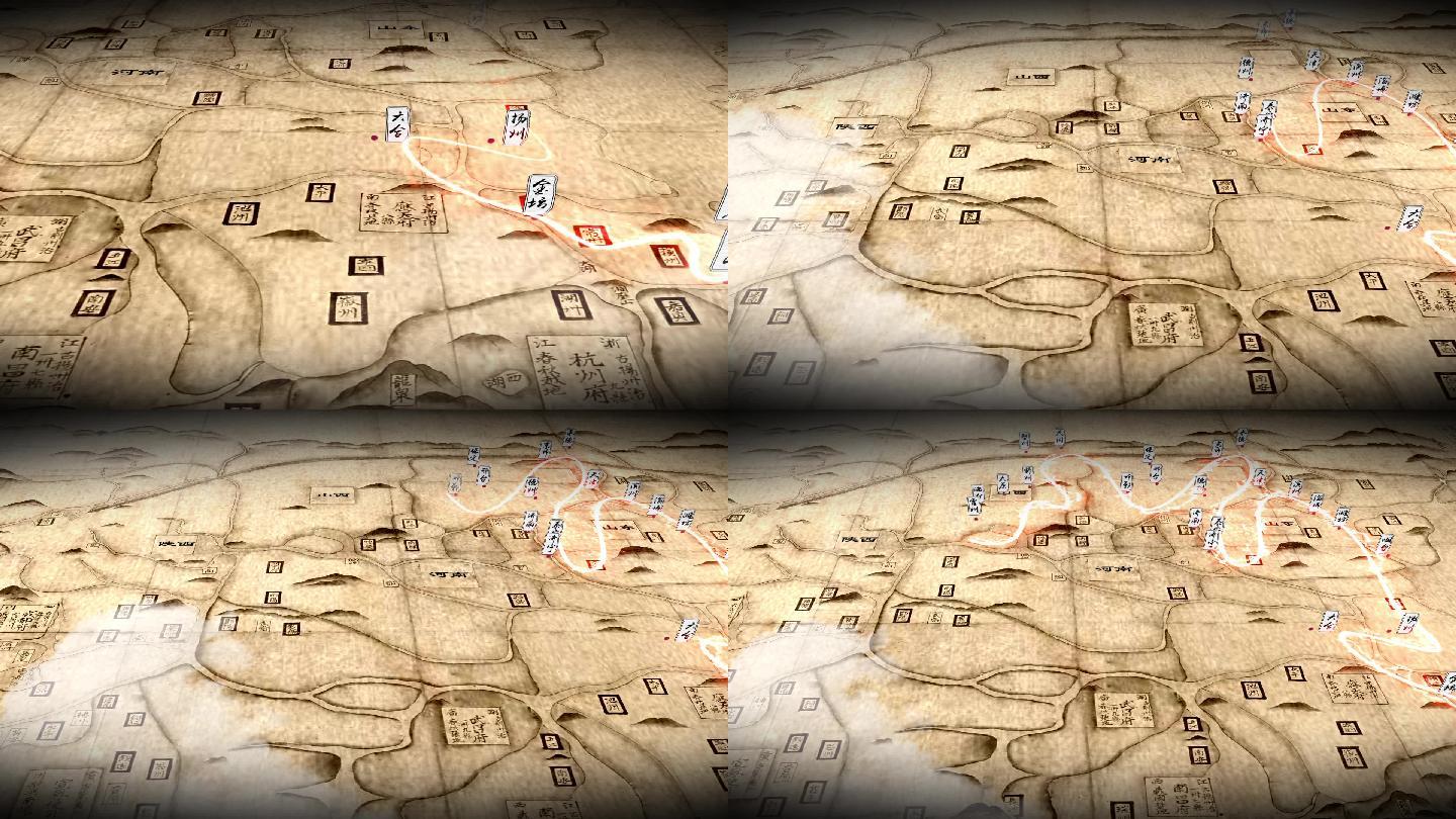 原创古代地图行走路线图视频